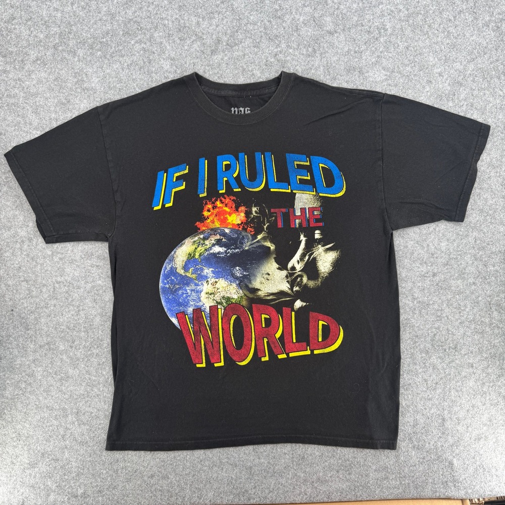 Nas Graphic Tee Mens L If I Ruled The World Black Hip Hop Rap Music Shirt EUC